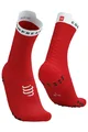 COMPRESSPORT Cyklistické ponožky klasické - PRO RACING  V4.0 RUN HIGH - červená/biela