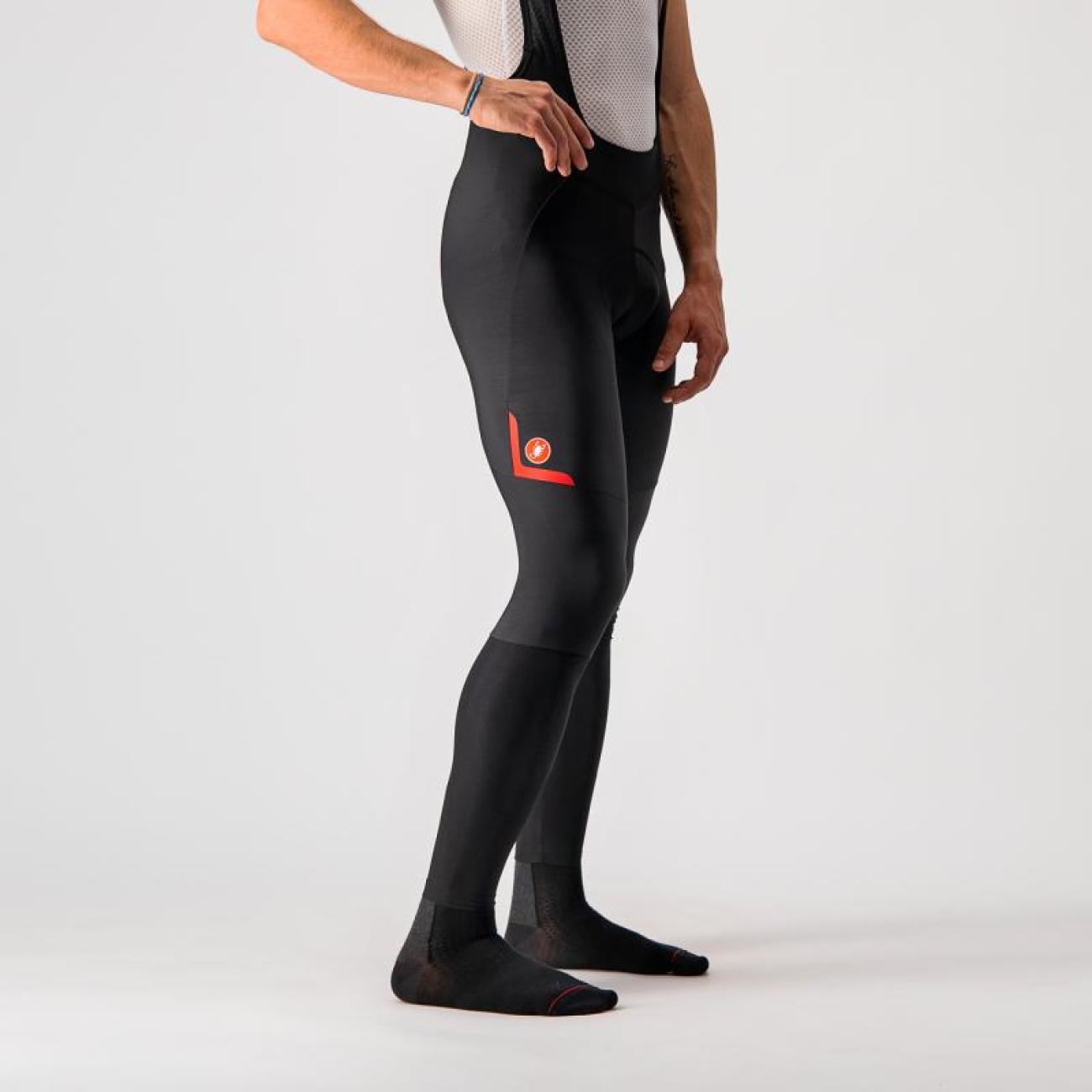 
                CASTELLI Cyklistické nohavice dlhé s trakmi - VELOCISSIMO 5 - čierna/červená 3XL
            