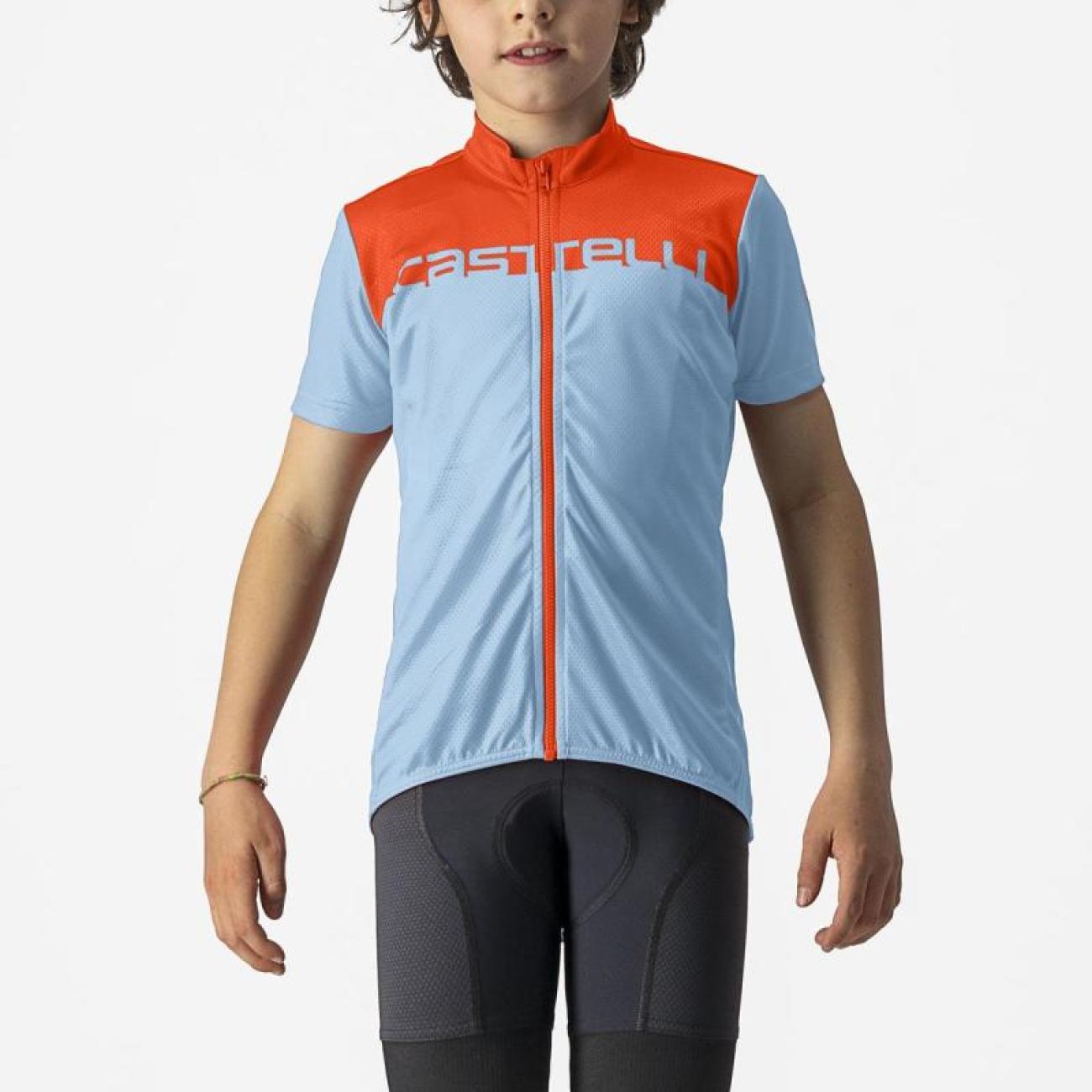
                CASTELLI Cyklistický dres s krátkym rukávom - NEO PROLOGO - svetlo modrá/oranžová 10Y
            