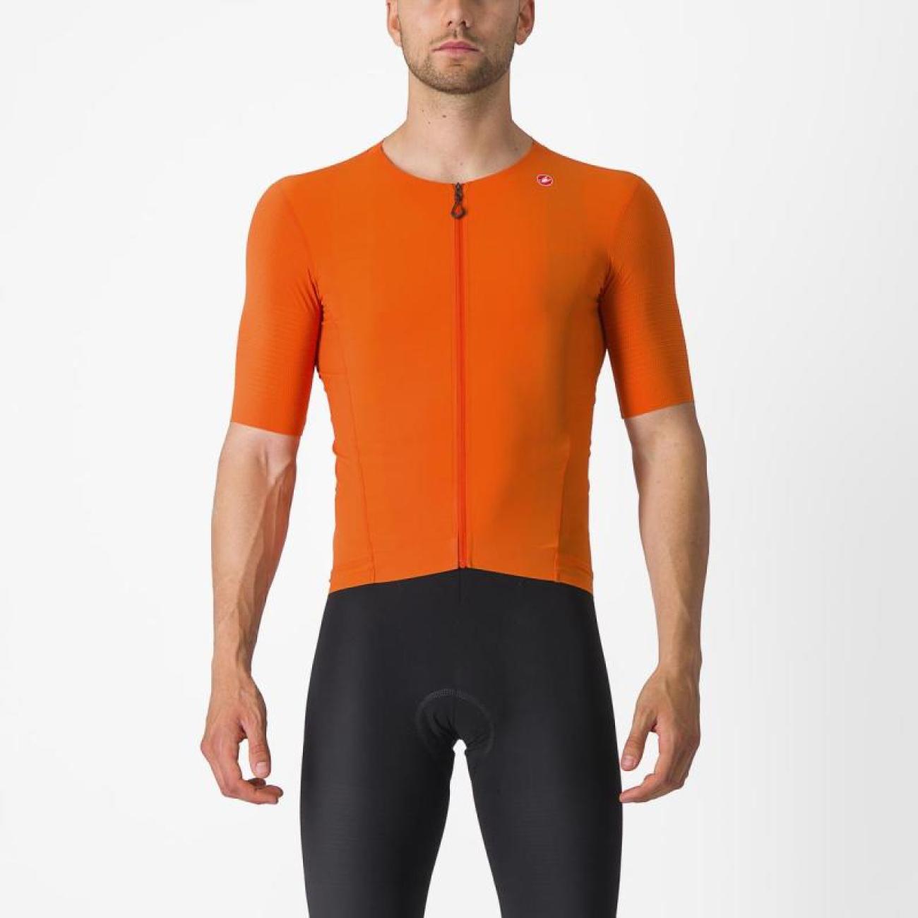 
                CASTELLI Cyklistický dres s krátkym rukávom - PREMIO BLACK - oranžová XL
            