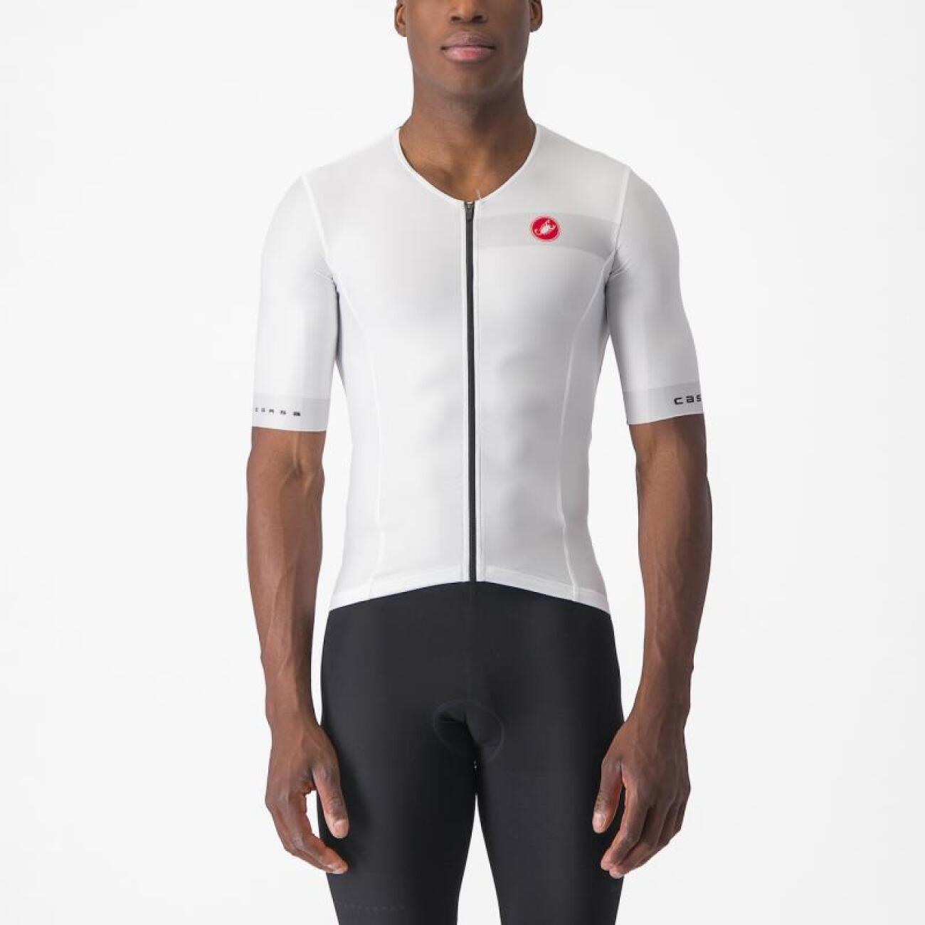 CASTELLI Cyklistický dres s krátkym rukávom - FREE SPEED 2 RACE - biela/čierna 2XL