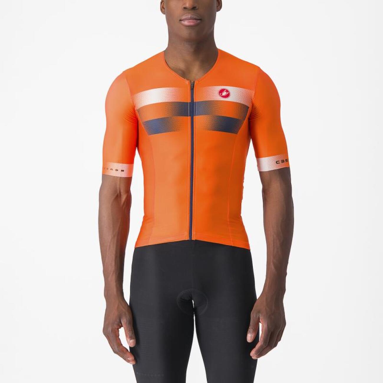 CASTELLI Cyklistický dres s krátkym rukávom - FREE SPEED 2 RACE - oranžová/modrá S