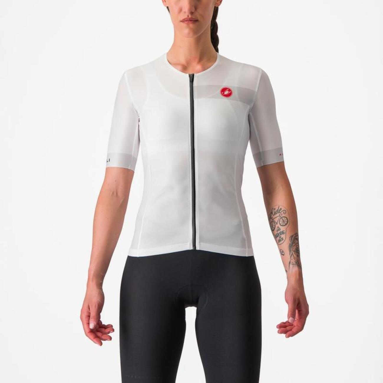 CASTELLI Cyklistický dres s krátkym rukávom - FREE SPEED 2W RACE - biela/čierna XL