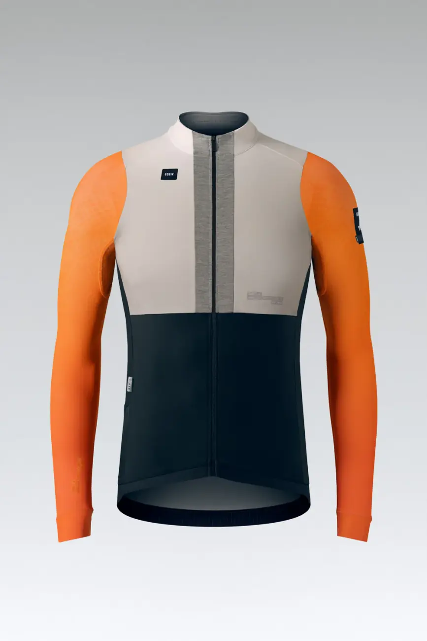 
                GOBIK Cyklistický dres s dlhým rukávom zimný - HYDER BLEND - oranžová/ivory/čierna
            