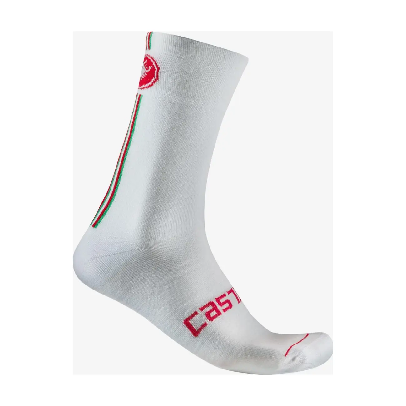 CASTELLI Cyklistické ponožky klasické - RACING STRIPE 18 - biela S-M