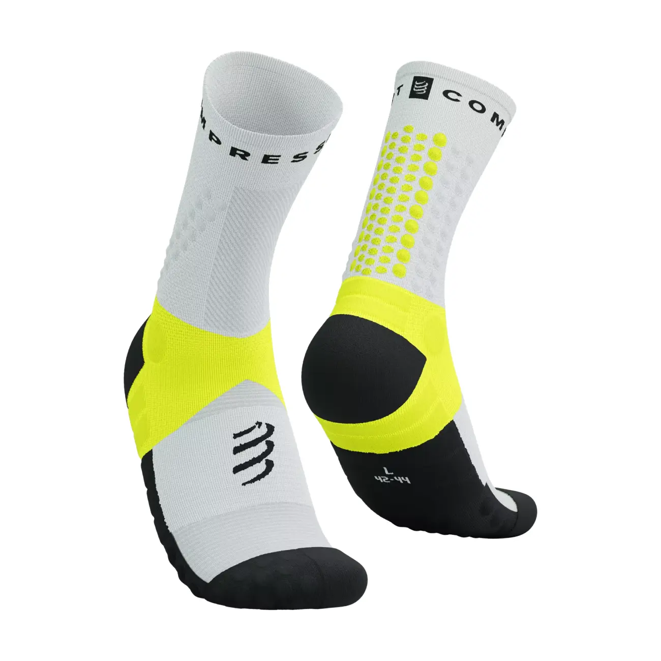 
                COMPRESSPORT Cyklistické ponožky klasické - ULTRA TRAIL V2.0 - biela/žltá 42-44
            