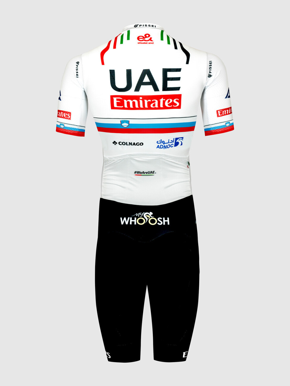 
                PISSEI Cyklistická kombinéza - UAE TEAM EMIRATES 2024 SLOVENIA CHAMPION - biela/čierna L
            