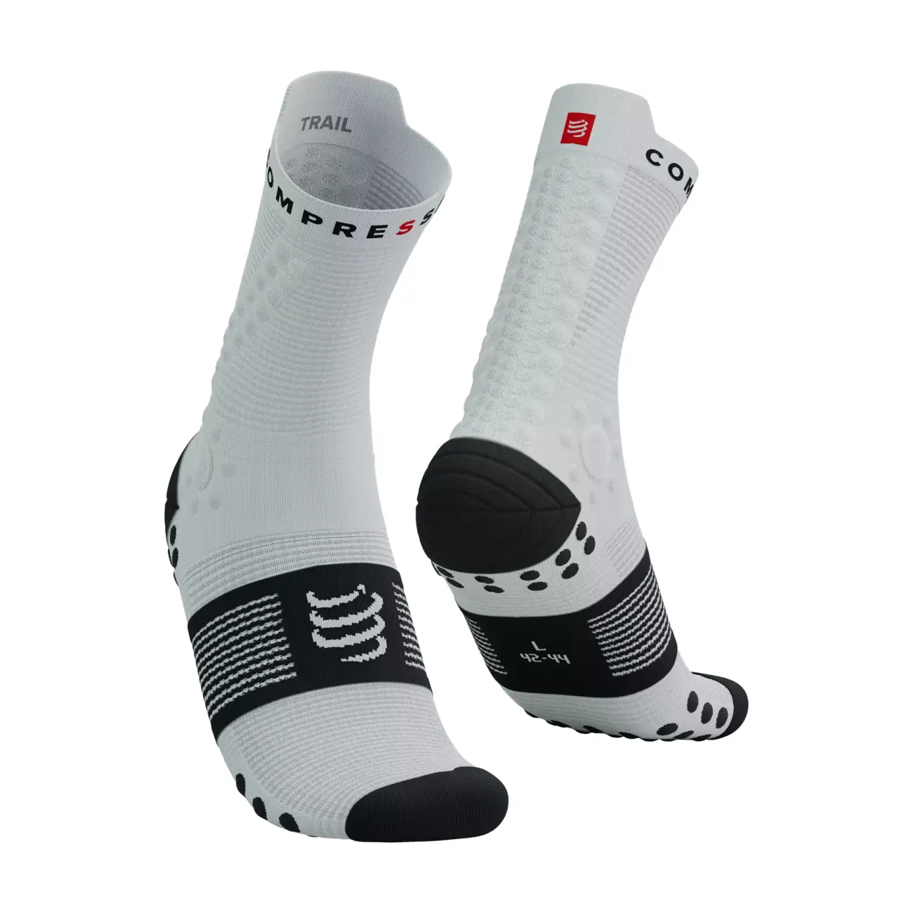 COMPRESSPORT Cyklistické ponožky klasické - PRO RACING V4.0 TRAIL - biela/čierna 35-38