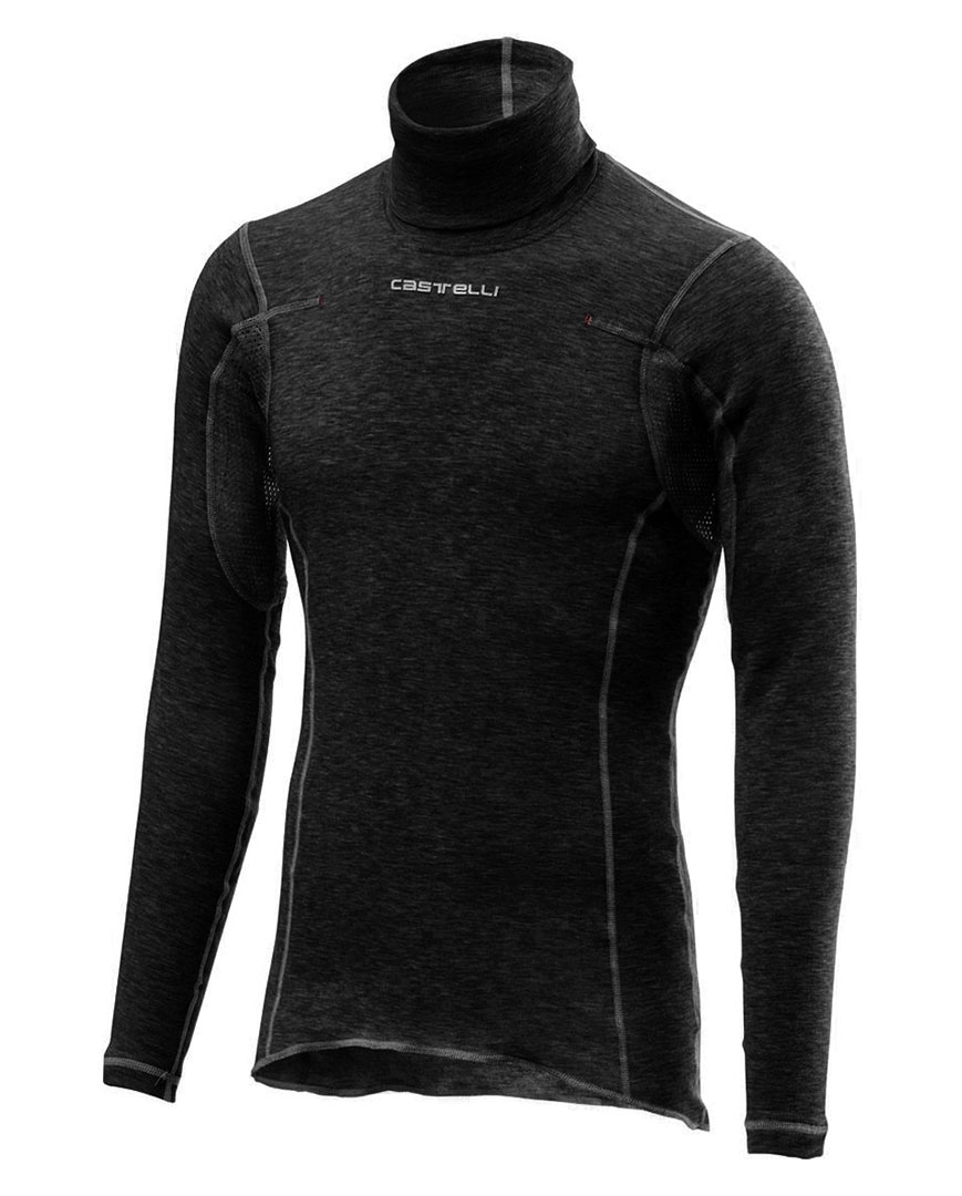 
                CASTELLI Cyklistické tričko s dlhým rukávom - FLANDERS WARM NECK - čierna M
            