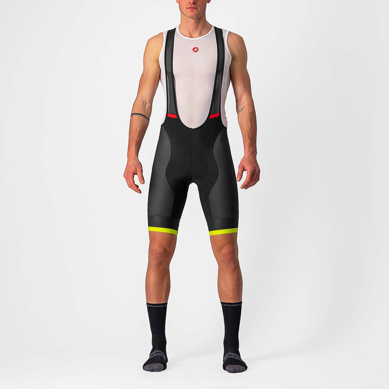 
                CASTELLI Cyklistické nohavice krátke s trakmi - COMPETIZIONE KIT - žltá/čierna M
            