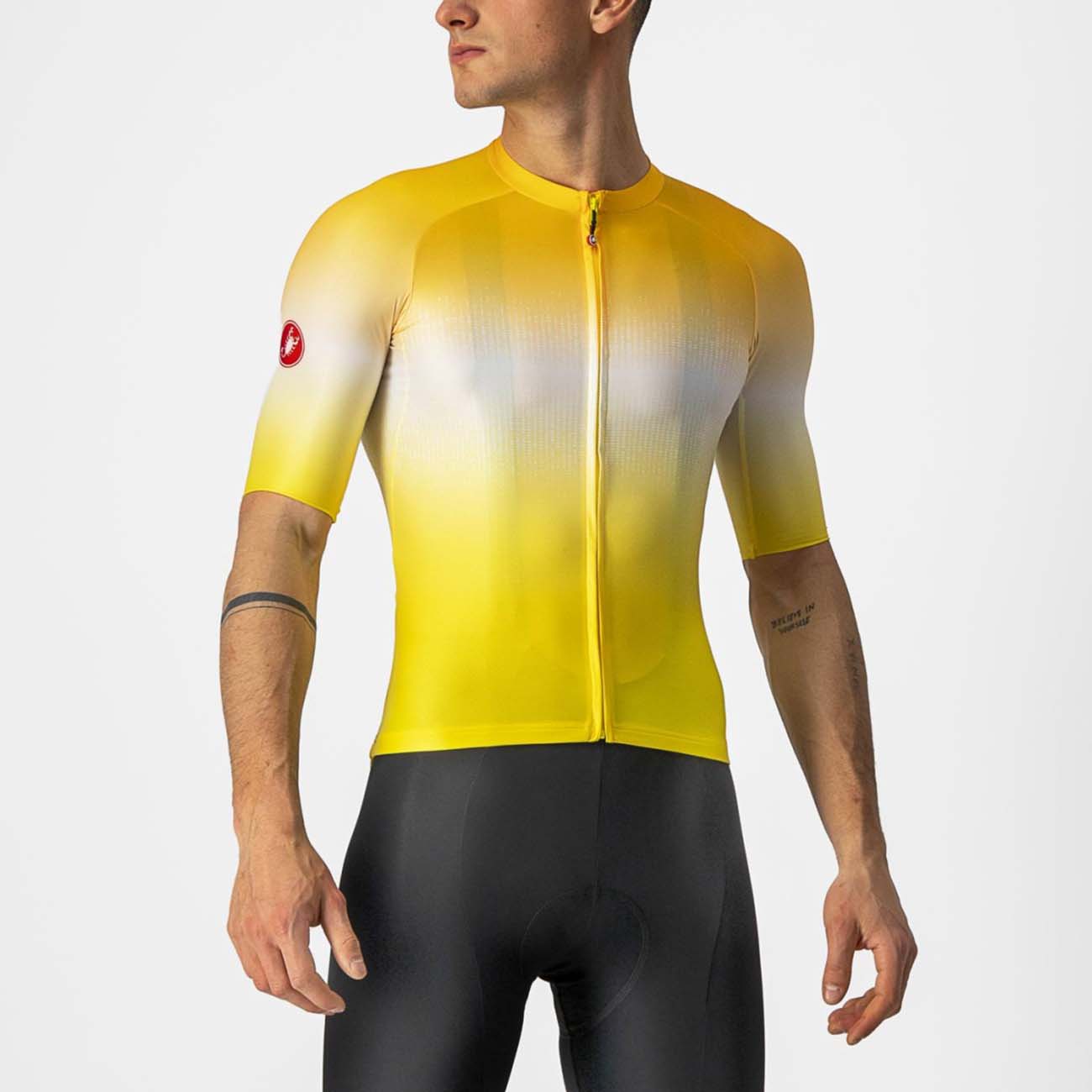 
                CASTELLI Cyklistický dres s krátkym rukávom - AERO RACE 6.0 - biela/žltá 2XL
            