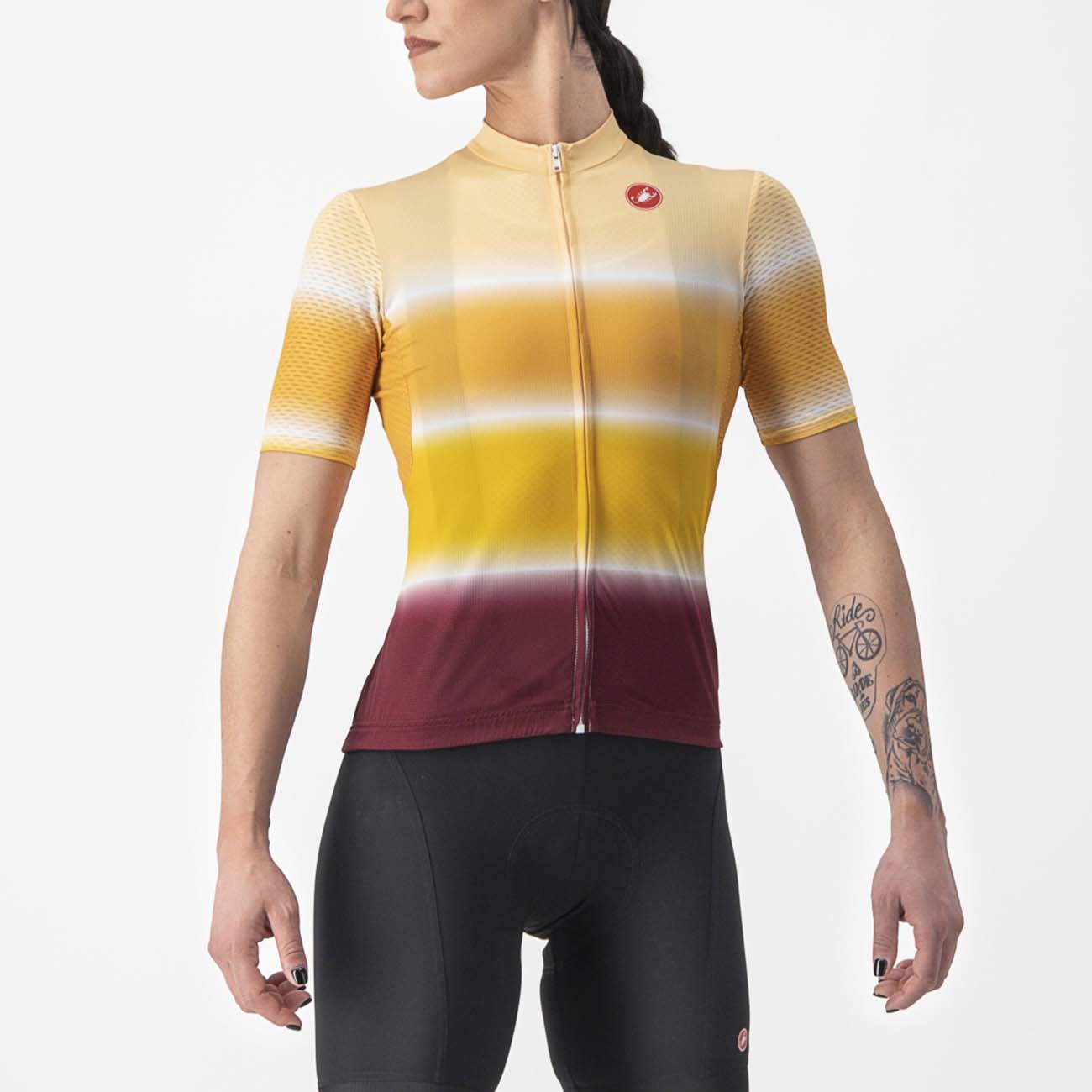 
                CASTELLI Cyklistický dres s krátkym rukávom - DOLCE LADY - žltá/bordová
            