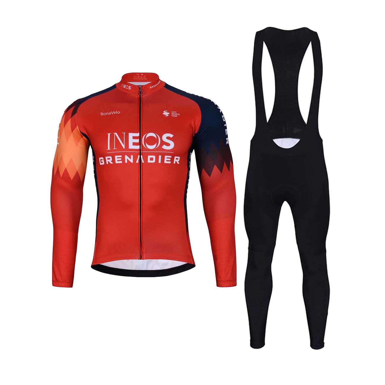 
                BONAVELO Cyklistický zimný dres a nohavice - INEOS 2024 WINTER - modrá/čierna/červená
            
