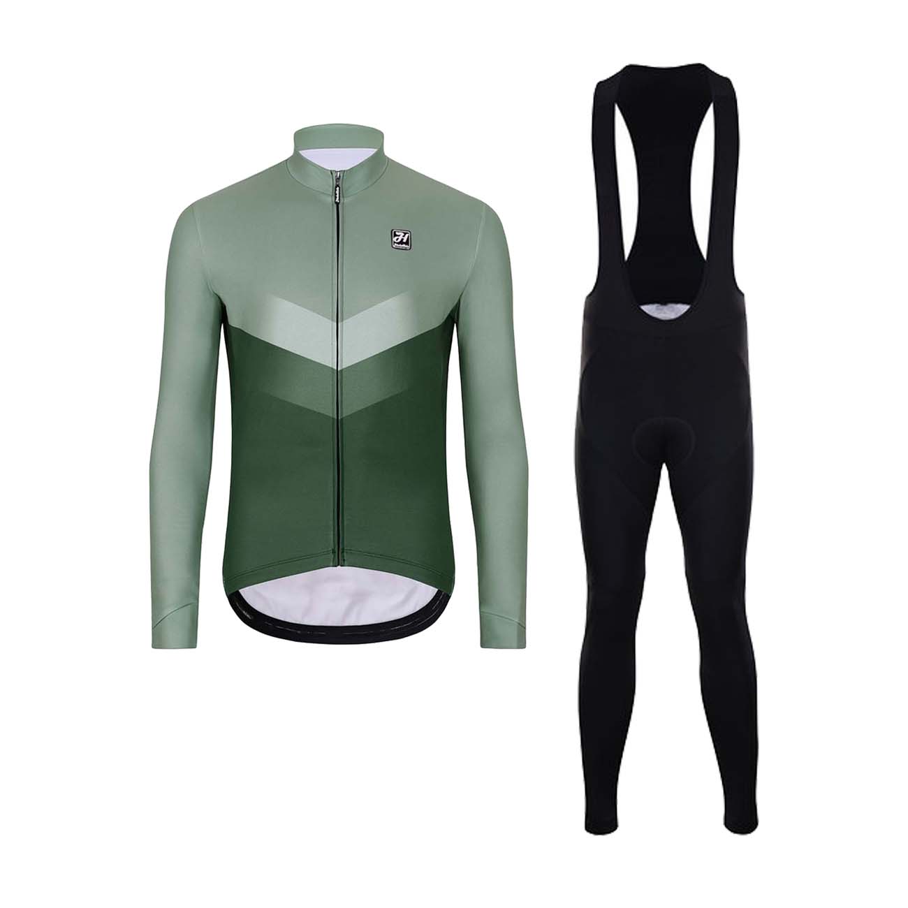 
                HOLOKOLO Cyklistický dlhý dres a nohavice - ARROW WINTER - čierna/zelená
            
