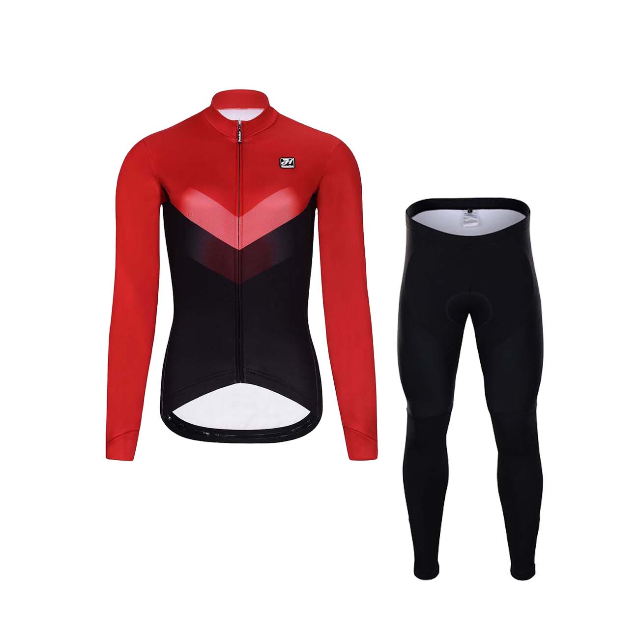 
                HOLOKOLO Cyklistický dlhý dres a nohavice - ARROW LADY WINTER - červená/čierna
            
