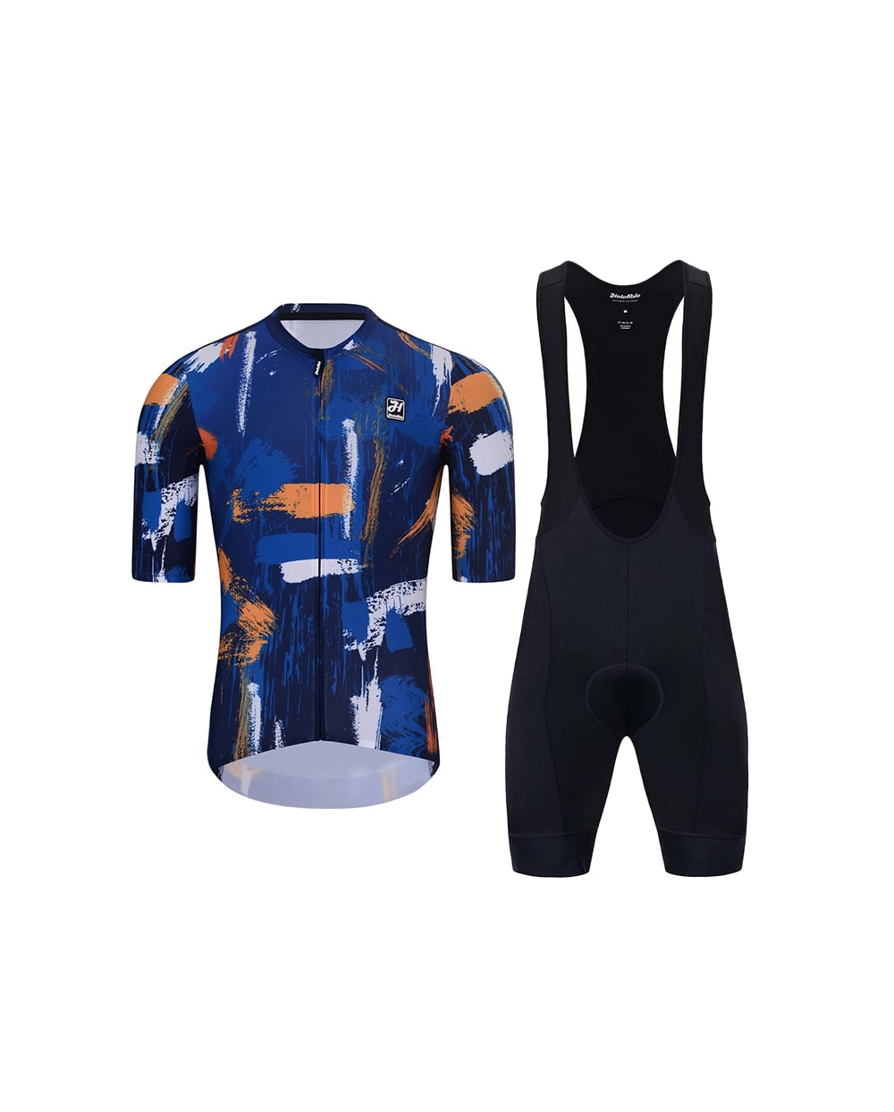 
                HOLOKOLO Cyklistický krátky dres a krátke nohavice - STROKES  - oranžová/čierna/modrá
            