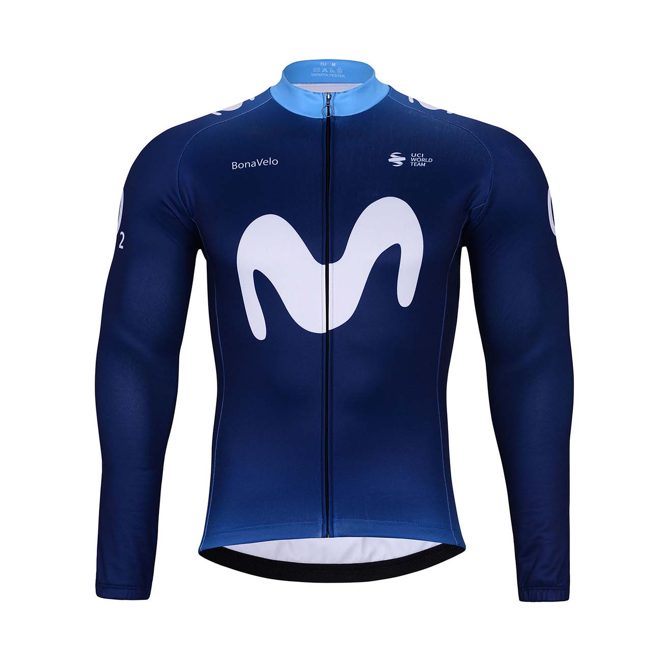 
                BONAVELO Cyklistický dres s dlhým rukávom zimný - MOVISTAR 2024 WINTER - biela/modrá 2XL
            