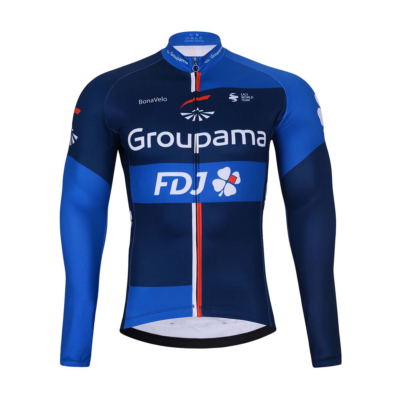 
                BONAVELO Cyklistický dres s dlhým rukávom zimný - FDJ 2024 WINTER - čierna/modrá XS
            