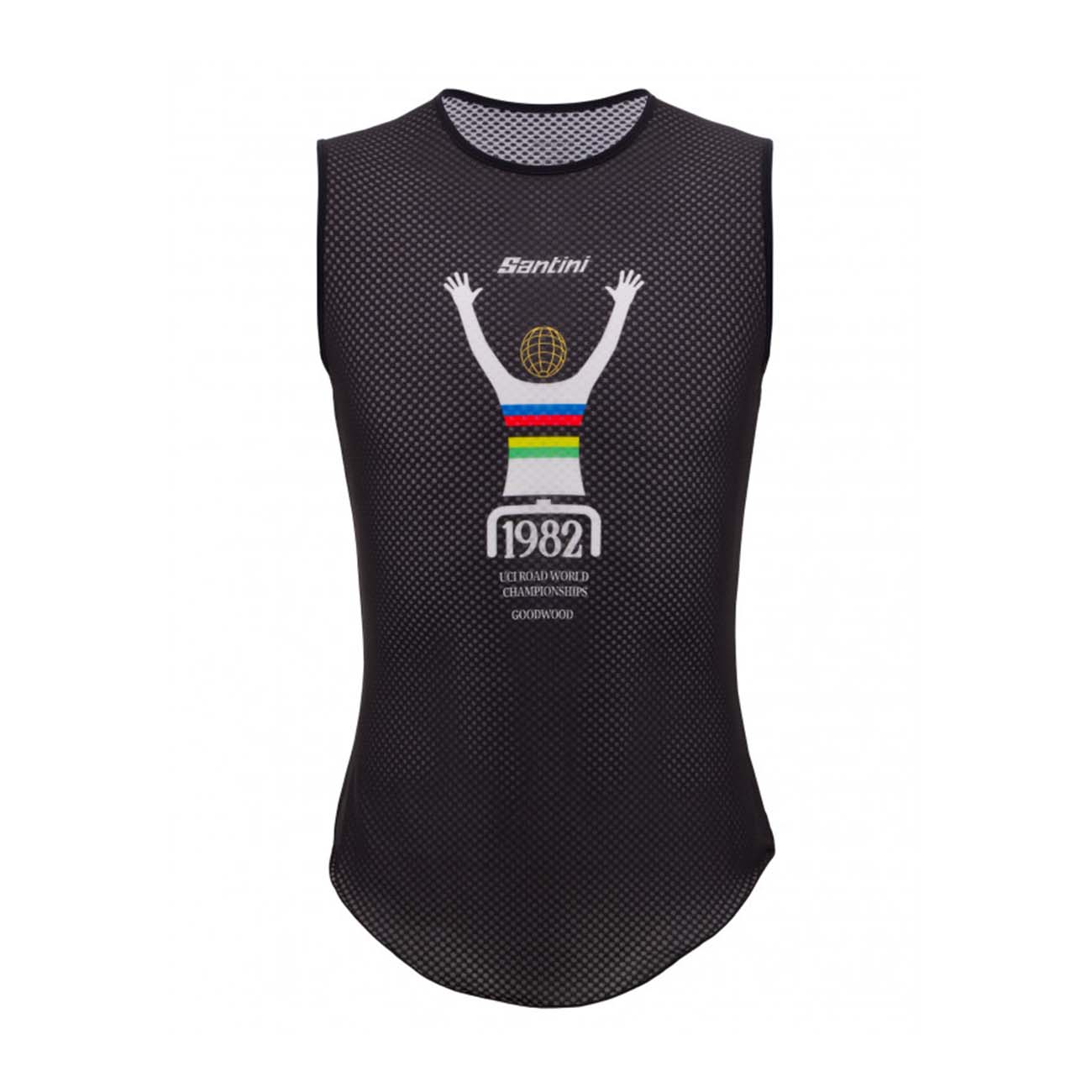 
                SANTINI Cyklistické tričko bez rukávov - UCI GOODWOOD1982 - dúhová/čierna M
            