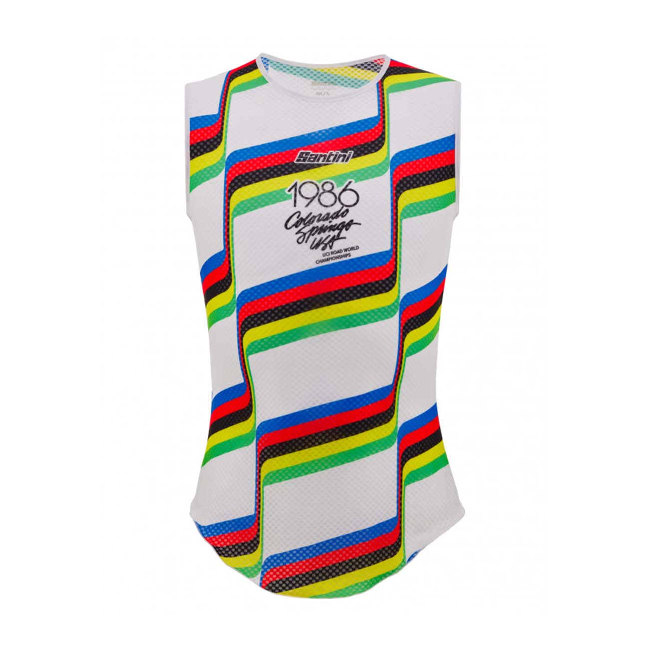 
                SANTINI Cyklistické tričko bez rukávov - UCI COLORADO SPRINGS 1986 - biela/dúhová
            