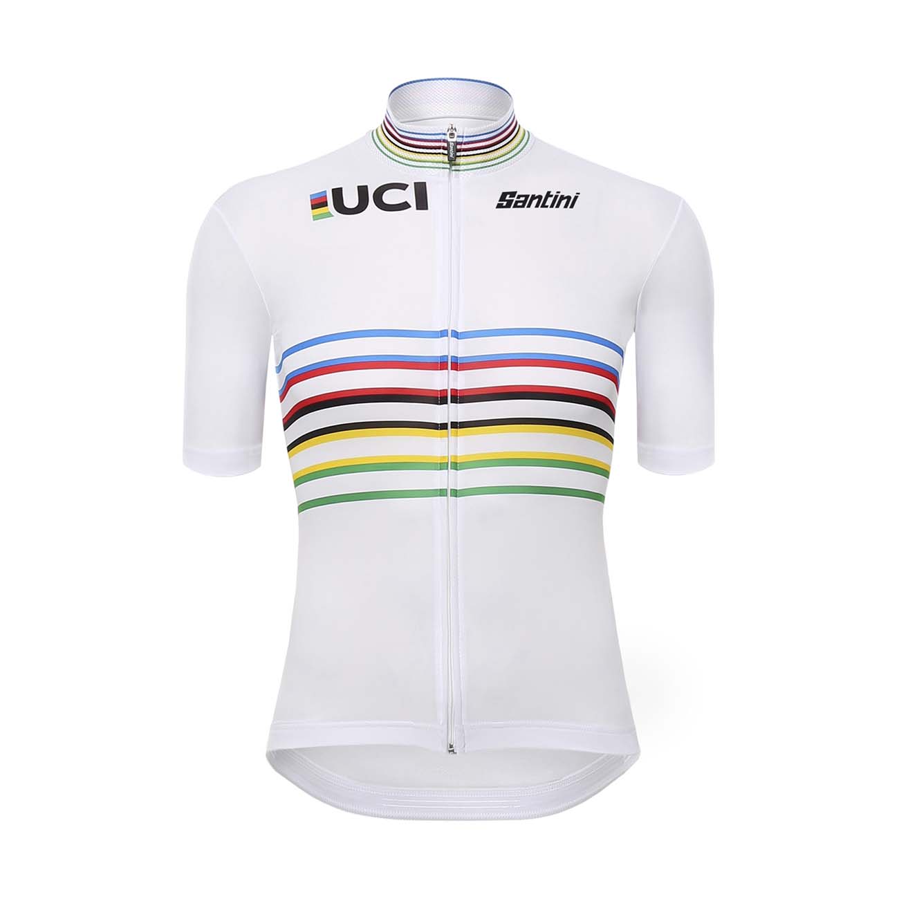 
                SANTINI Cyklistický dres s krátkym rukávom - UCI WORLD CHAMPION MASTER - dúhová/biela
            