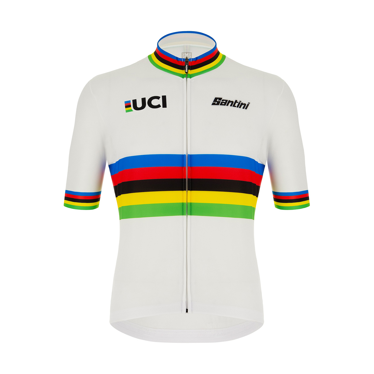
                SANTINI Cyklistický dres s krátkym rukávom - UCI WORLD CHAMP ECO - dúhová/biela XL
            