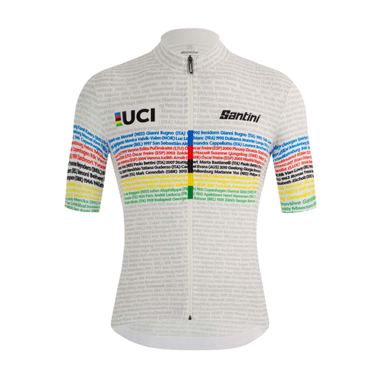 
                SANTINI Cyklistický dres s krátkym rukávom - UCI WORLD CHAMP 100 - biela/dúhová 4XL
            